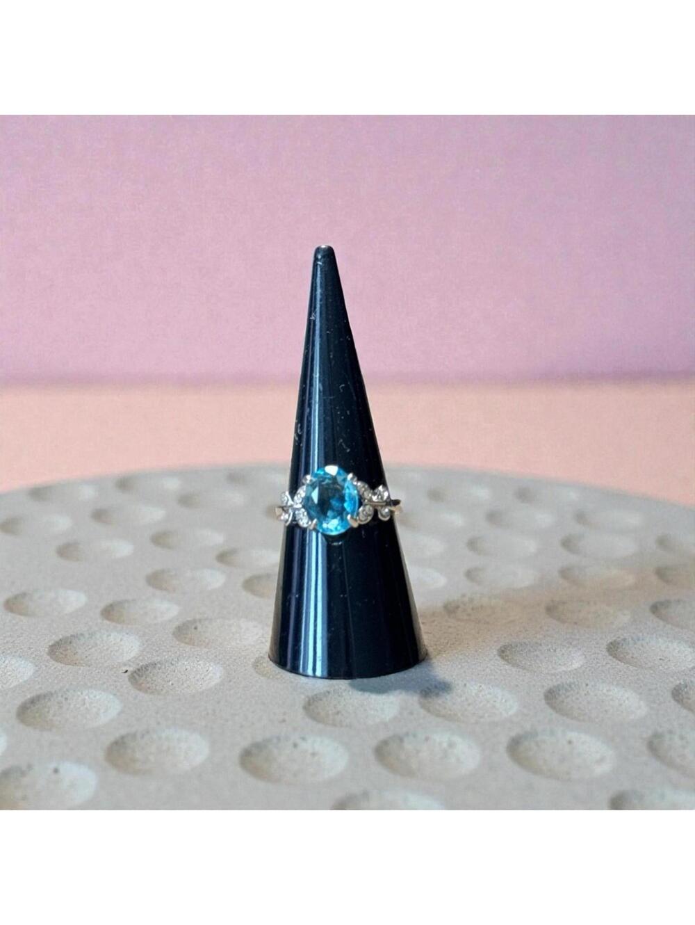 Blue Gemstone Silver Ring Size 7 - Picture 2 of 3